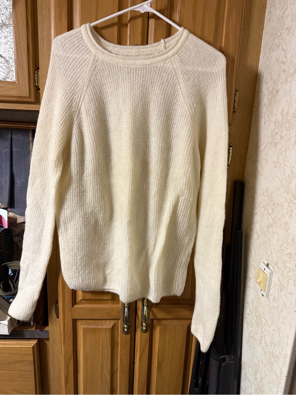 Cream Cozy Knit Crewneck Sweater - Lightweight Everyday Pullover
